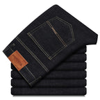 Wthinlee New Business Men's Jeans Casual Straight Stretch Fashion Classic Blue Black Work Pant Denim Trousers Male  Clothing