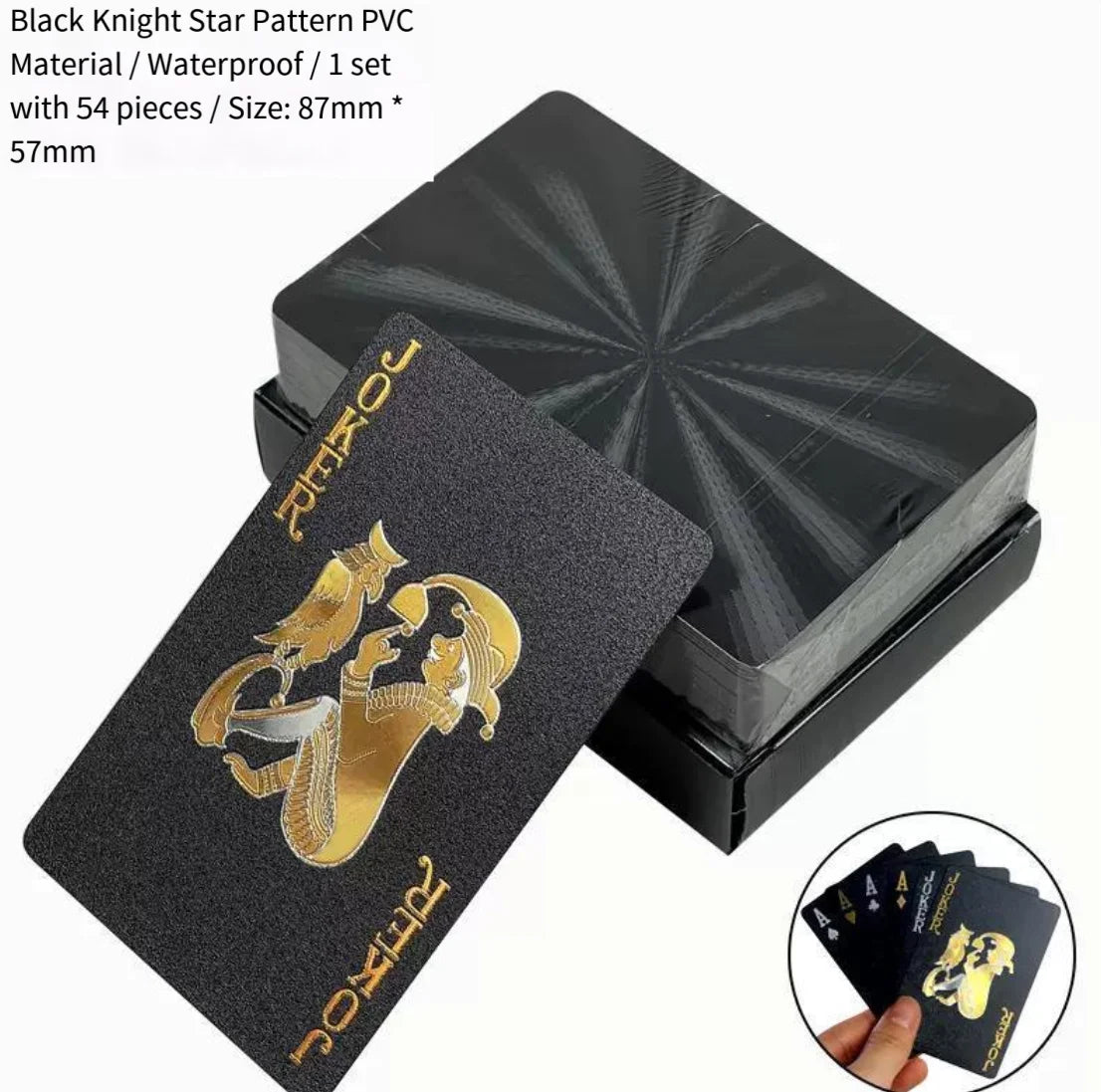 Brand New 54-piece Black and Gold Plastic Playing Card Foil Poker Set Magic Tool Party Tabletop Game