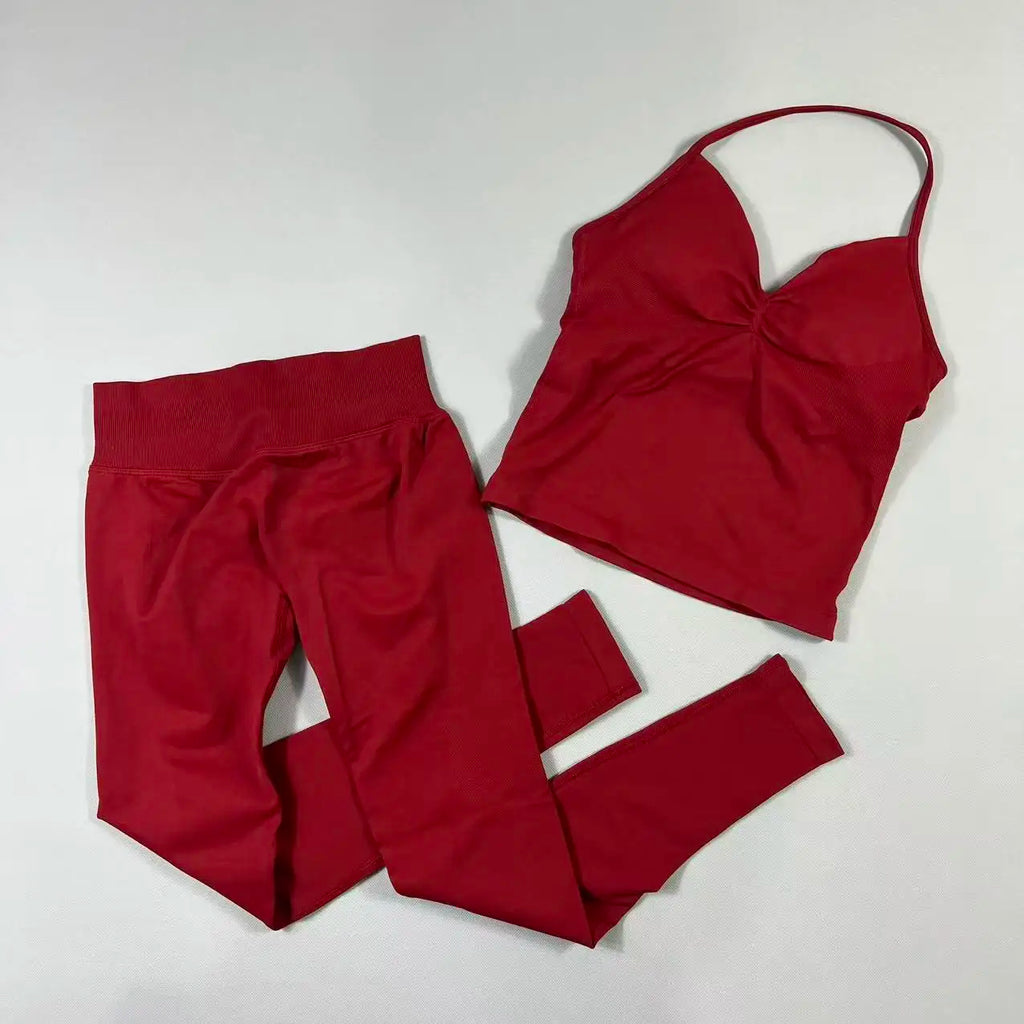 UETEEY Seamless Gym Set Women Tank Tops High Waist Scrunch Yoga Leggings Fitness Clothes Workout Sets Gym Suit Activewear