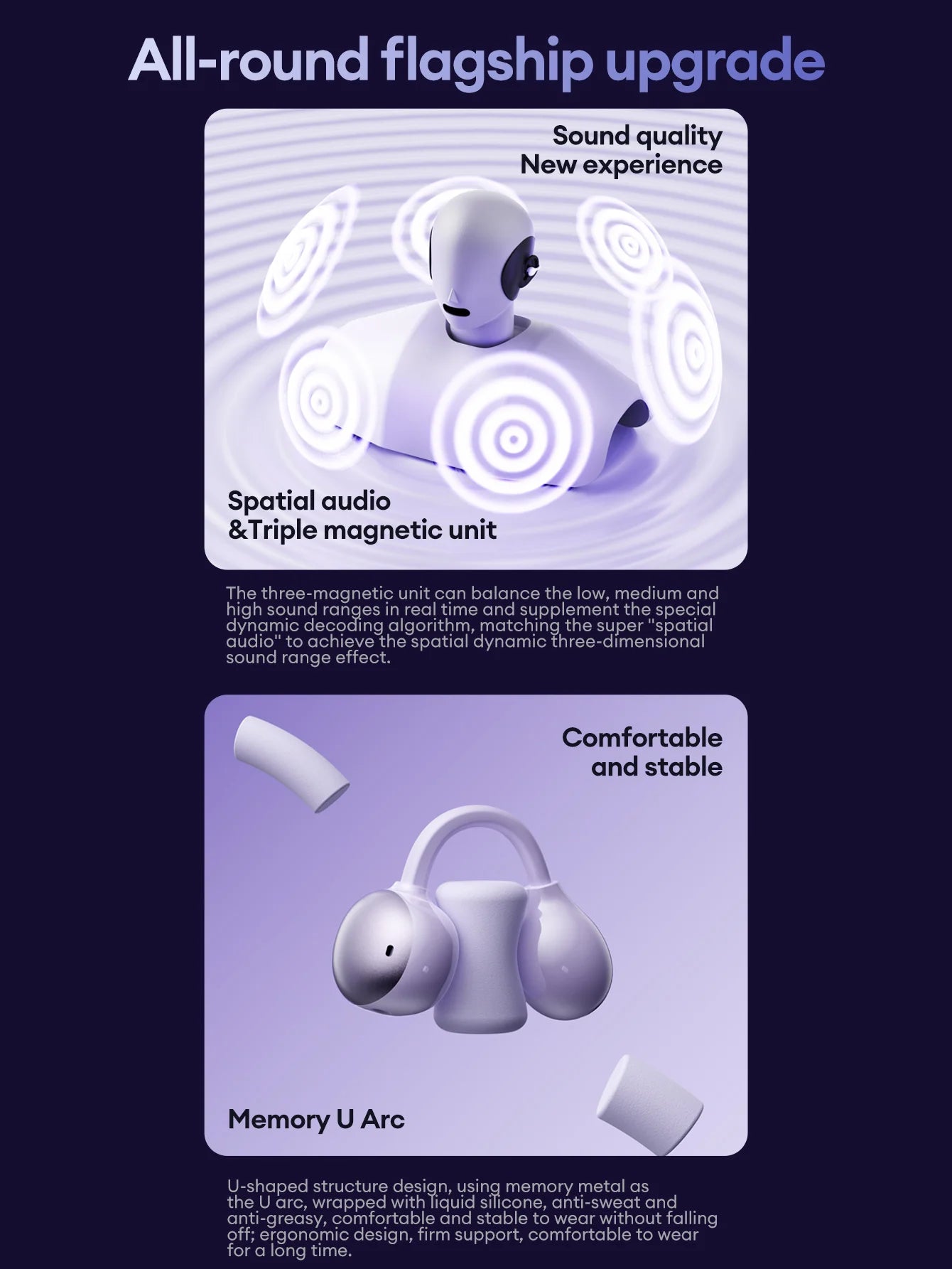 Lenovo LK6 Over Ear Wireless Bluetooth 5.4 Headphones Sound Quality Noise Reduction Ear Clip Earphones Long Endurance Earsets