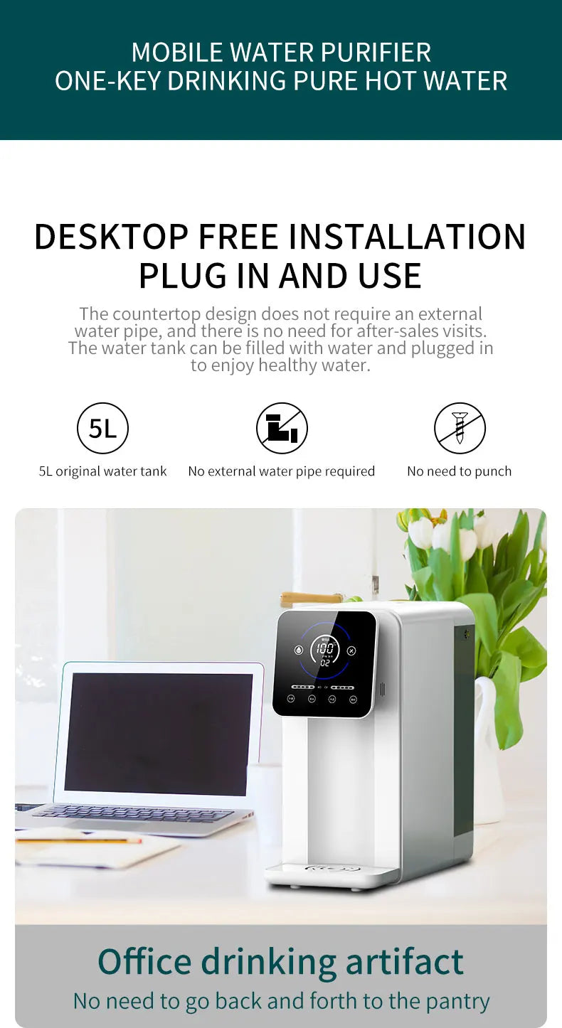 Desktop RO Hydrogen-rich Water Purifier Household Instant Hot Water Purifier Filter Direct Drinking Water Dispenser Commercial
