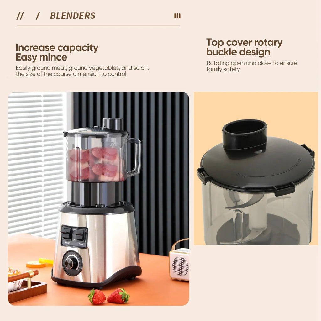 3-in-1 Powerful Table Blender Mixer Juicer Smoothie Maker 0.5/1.5/2.5L 3Container Food Processor Blender Mixer for Ice Nut Fruit