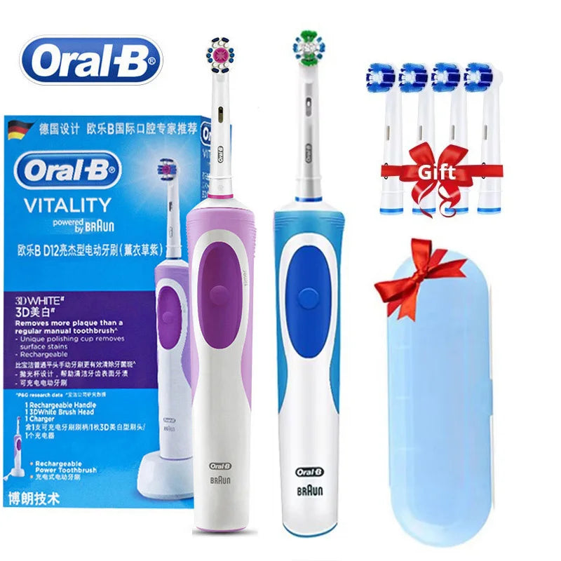 Oral B Electric Toothbrush 2D Rotary Vibration Clean Charging Tooth Brush Cross Action Bristle Oral Care 4 Gift Brush Heads Free Main image