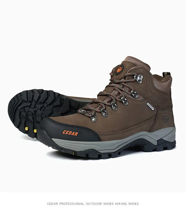 RAN Cow Leather Hiking Boots Men For men Outdoor Sport Walking Sneakers trekking Snow Shoes women Climbing Mountain Hunting boot