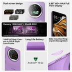 IIIF150 Action A5Pro Phone Android 15 Go Smartphone 12GB RAM 256GB ROM 6.8inch HD+ HAA Display Dual Screen Design 5100mAh Batter