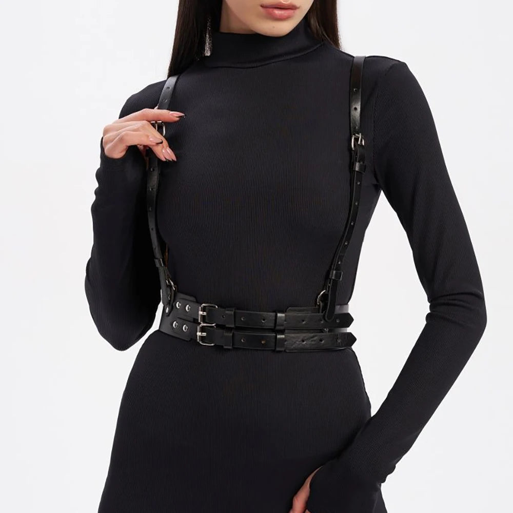 Fashion Leather Harness Belts for Women Adjustable Harness Corst Waist corset belt Suspenders Harness Punk Clothing Accessories Main image