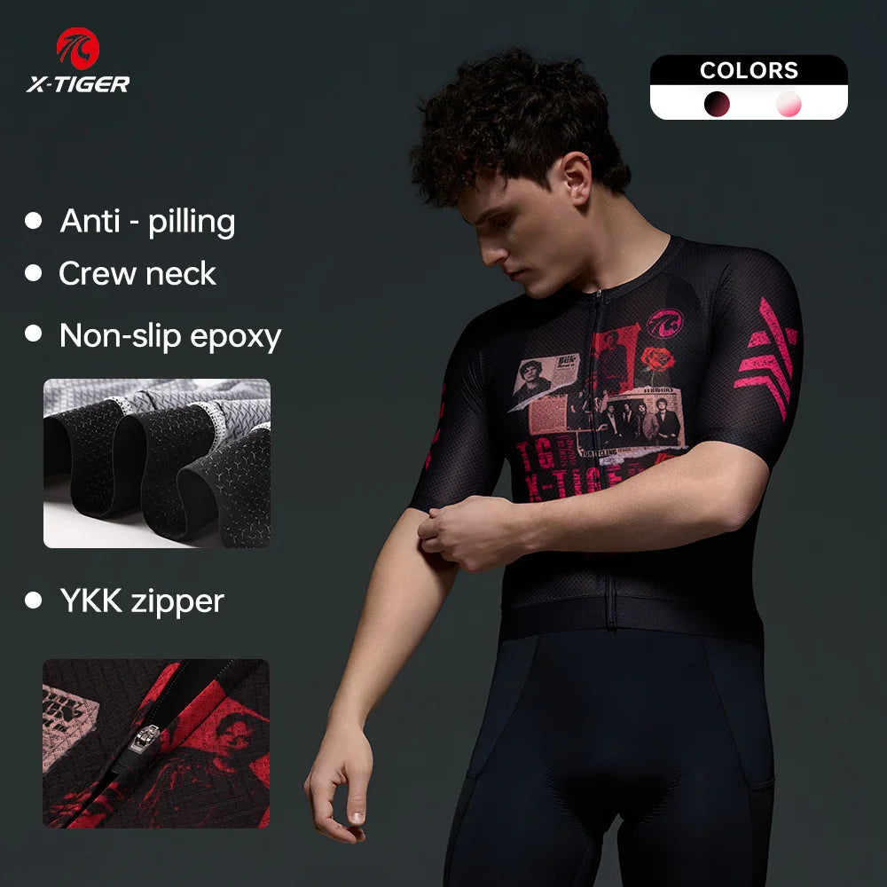 X-TIGER GALE SERIES Men's Cycling Jersey Short Sleeve Slim Fit Rock Punk Style Breathable Maillot for Mountain Road Bike Secondary image