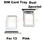 2pcs SIM Card Tray Slot For iphone 12 13 Dual Sim Card Adapter Chip Drawer Holder Replacement Parts
