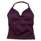 Gym Beautiful Open Back Bra Running Workout Impact Halter Longline Strappy Top Sports Yoga Vest Women's Fitness Tank Top