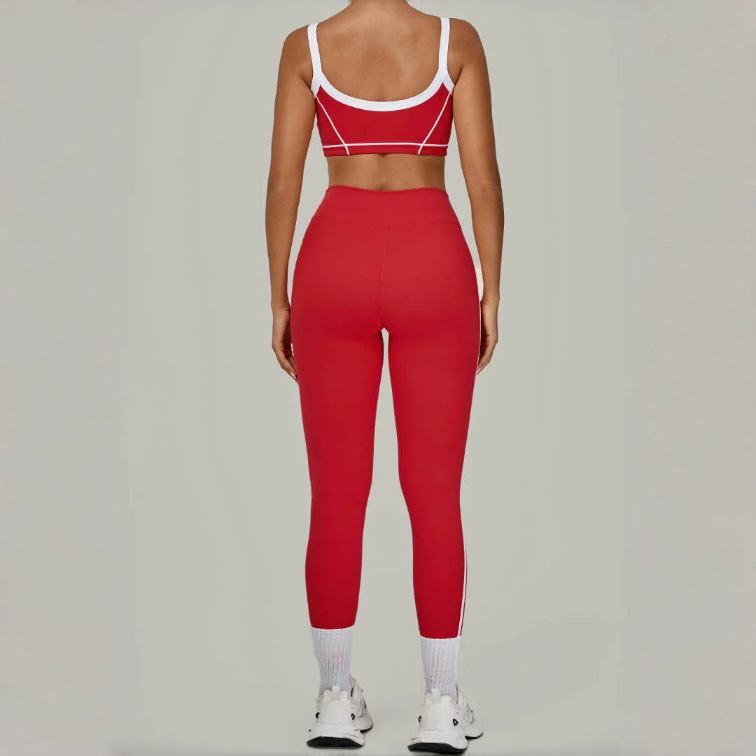 2PCS Women's Yoga Set High Waist Peach Hip Removable Padding Sports Bra Pants Fitness Suit Running Workout Gym Leggings Yoga Set