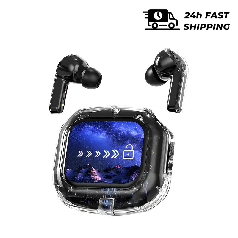 Translation Headphones with Touch Screen Wireless Bluetooth 5.4 Smart  Earphone HiFi Audio High Quality Transparent Case Headset