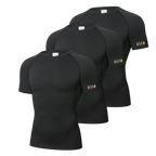 Men's Compression T-Shirt 3-Pack Quick Dry Running Gym Short Sleeve Sport Tops Elastic Breathable Athletic Tees