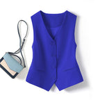 Spring Summer Korean Fashion Vest 2025 New Women Short Fashion V-neck Sleeveless Casual Blazer Waistcoat Coats Female Tops