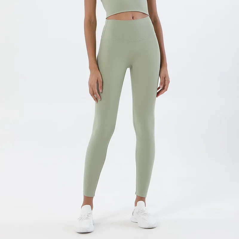 SOISOU Nylon Yoga Pants Gym Leggings Women Girl Fitness Soft Tights High Waist Elastic Breathable No T Line Sports Pants