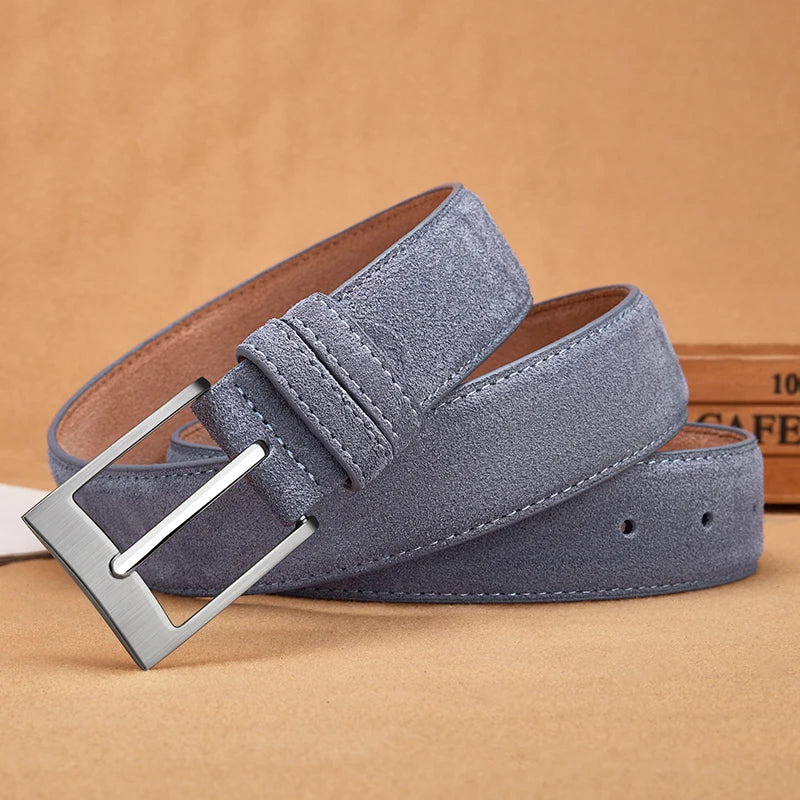 Luxury Suede Cowhide Leather Belt for women, Vintage Style Men belt  3.5cm Wide Waistband for Dresses & Jeans Unisex belt