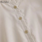 ZANZEA Fashion Autumn Long Sleeve Blouse Women Baggy Shirt Elegant Solid OL Work Tops Causal Loose Holiday Work Blusas Mujer