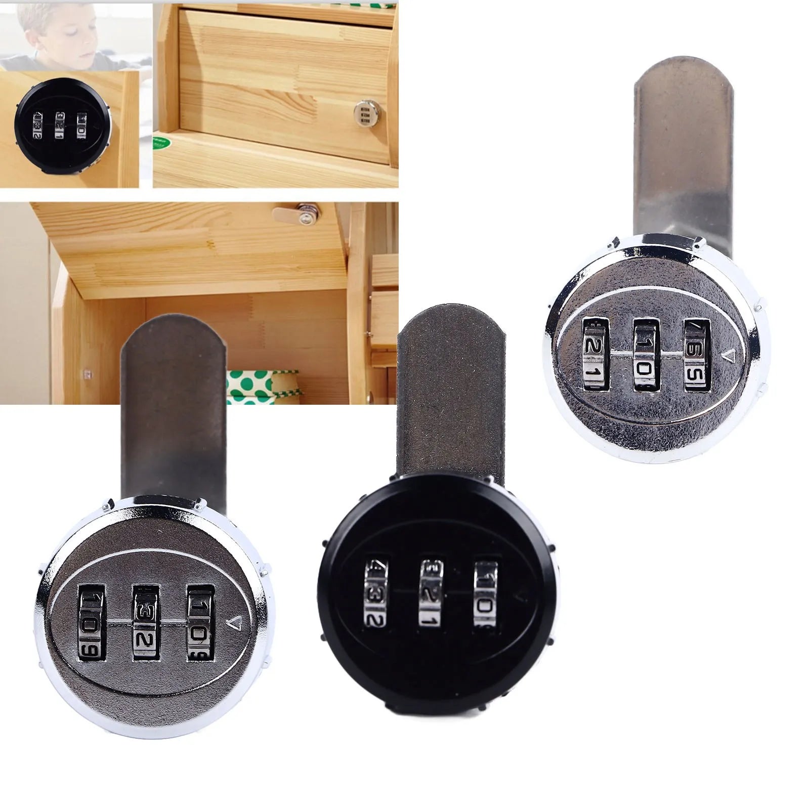 Combination Cabinet Cam Lock Mini 3 Digit Password Mechanical Cabinet Lock for Drawer Mailbox  Security Locks for Cabinet