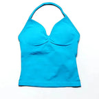 Gym Beautiful Open Back Bra Running Workout Impact Halter Longline Strappy Top Sports Yoga Vest Women's Fitness Tank Top