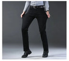 Wthinlee New Business Men's Jeans Casual Straight Stretch Fashion Classic Blue Black Work Denim Pant Trousers Male  Clothing