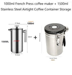 1.5L Coffee Maker French Press Stainless Steel Espresso Coffee Machine French Press Double-Wall Insulated Coffee Tea Maker Pot