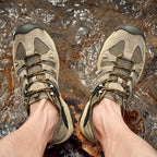 Spring Summer Leather Mesh Outdoor Trekking Shoes Hiking Shoes  Walking Tourism Camping Upstream Sneakers Anti-Slip Breathable