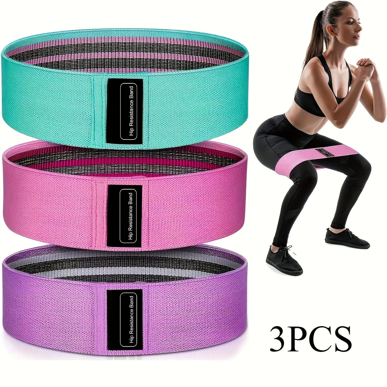 3pcs Fabric Resistance Bands for Working out Stretch Booty Legs Yoga Starter Pilates Flexbands Exercise Fitness Training Main image