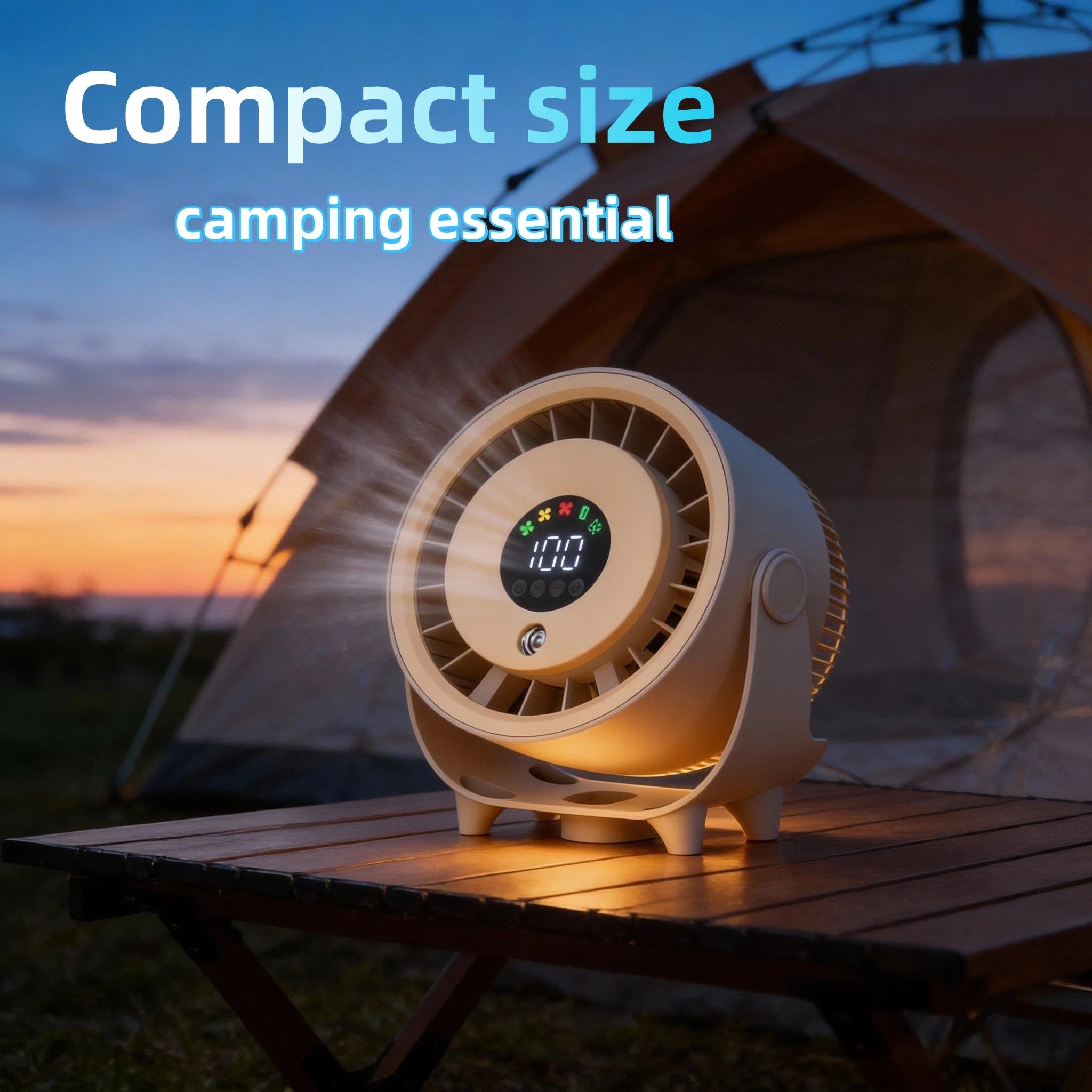 New Misting Fan Humidifying Rapid Cooling Hanging Hole Low Noise Digital Display Button Controlled Speed Fine Absorbable