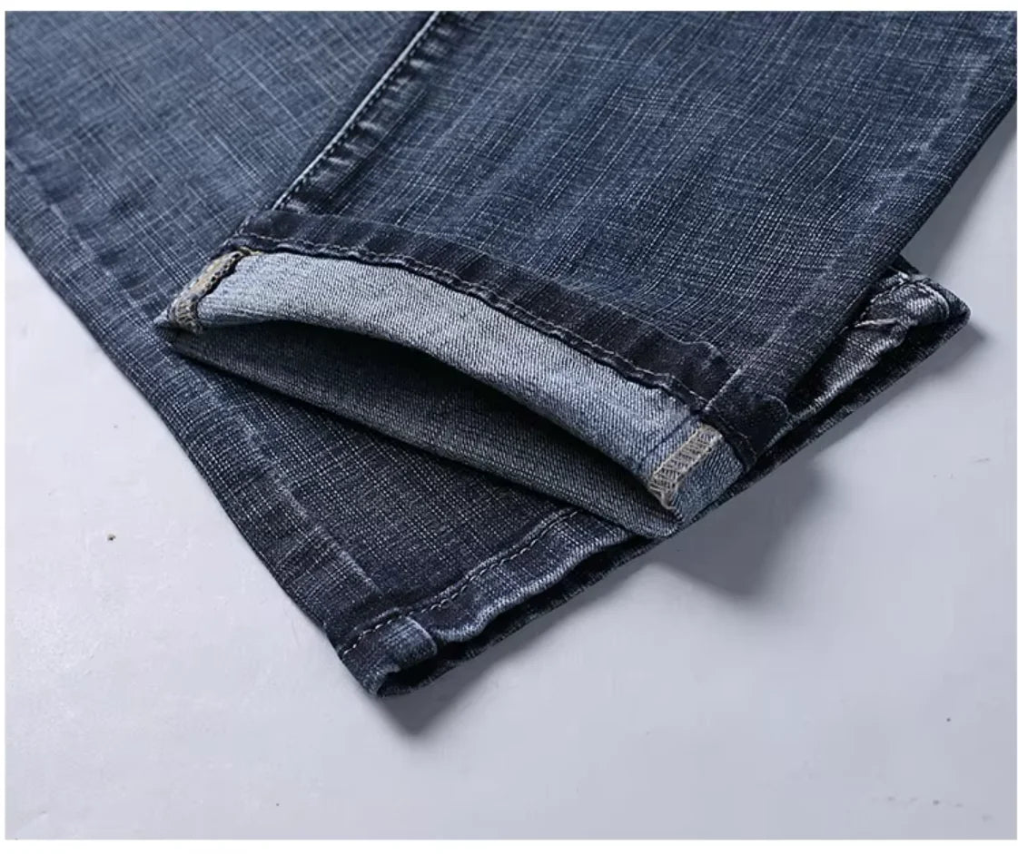 Wthinlee New Business Men's Jeans Casual Straight Stretch Fashion Classic Blue Black Work Denim Trousers Male Brand Clothing