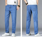 Man Pants Office Business Jeans Men Classic Blue Black Cotton Stretch Straight Denim Pants Male Brand Trousers