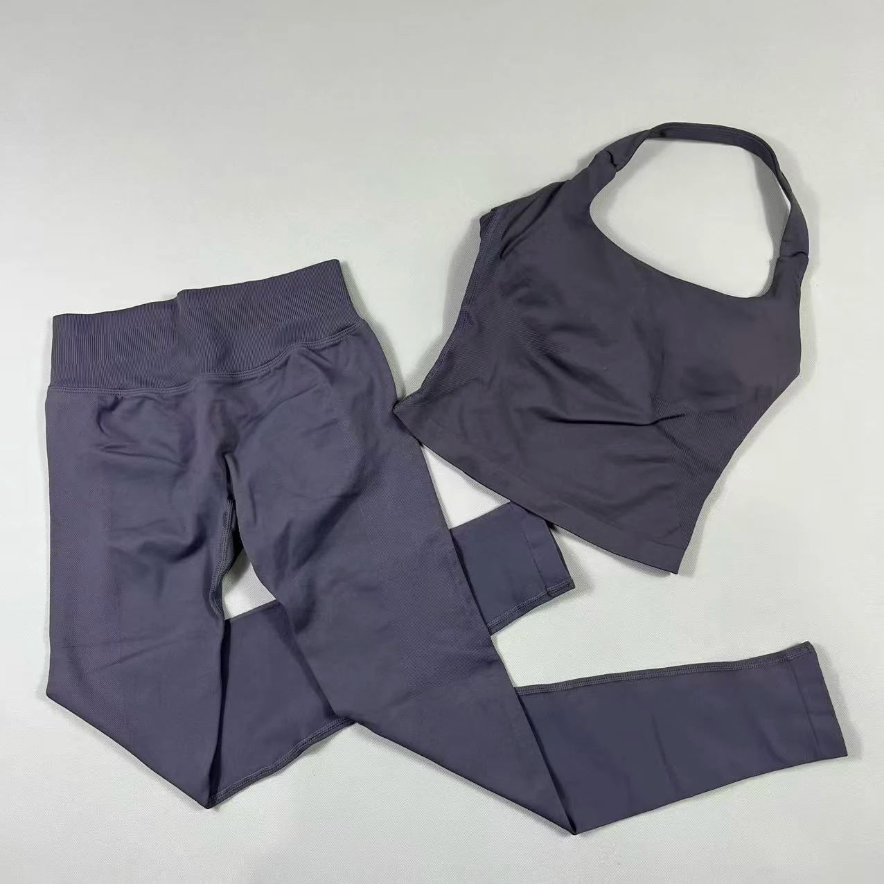 NO LOGO Yoga outfit sports Impact gym set Halter Top and leggings pant sets Backless halterneck High stretch sportswear