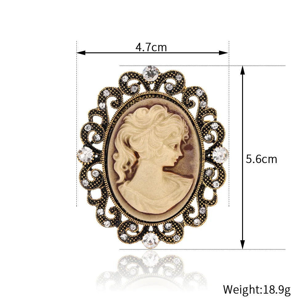 Vintage Victorian Design Queen's Cameo Brooch Pin, Antique Wedding Beauty Jewelry Gift, Elegant Style