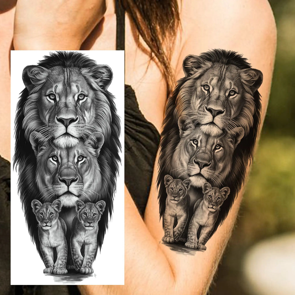 1 Sheet Cobra Snake Dragon Scorpion Temporary Tattoos For Men Women Waterproof Long Lasting Lion Tiger Wolf Fake Tattoo Stickers