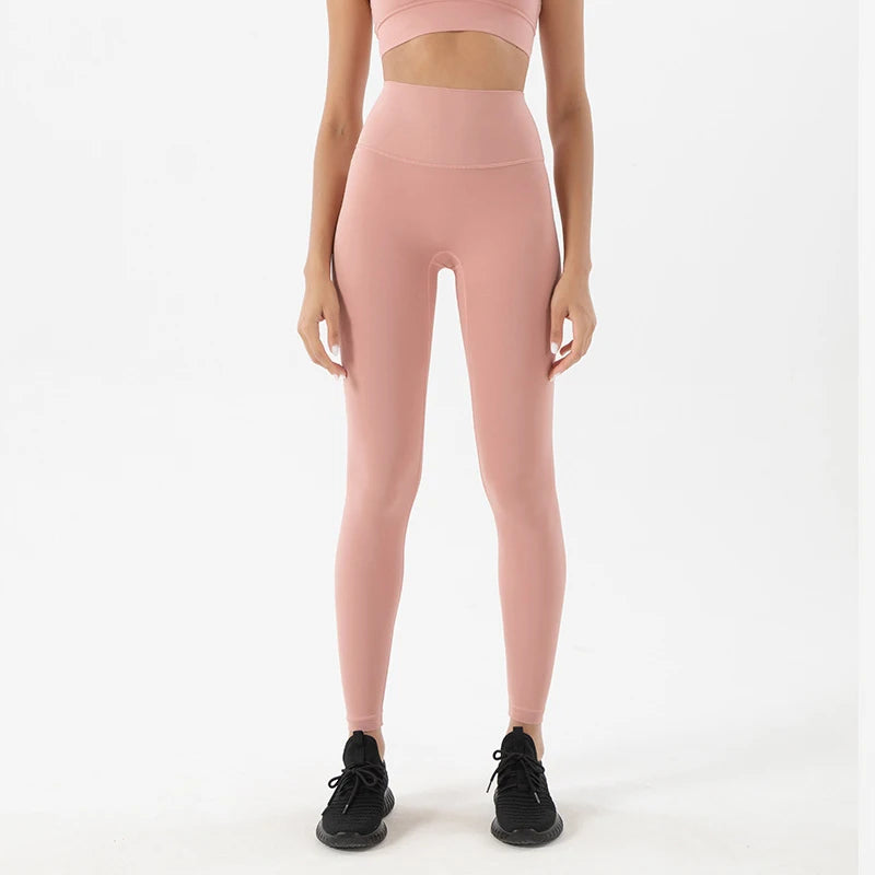 SOISOU Nylon Yoga Pants Gym Leggings Women Girl Fitness Soft Tights High Waist Elastic Breathable No T Line Sports Pants