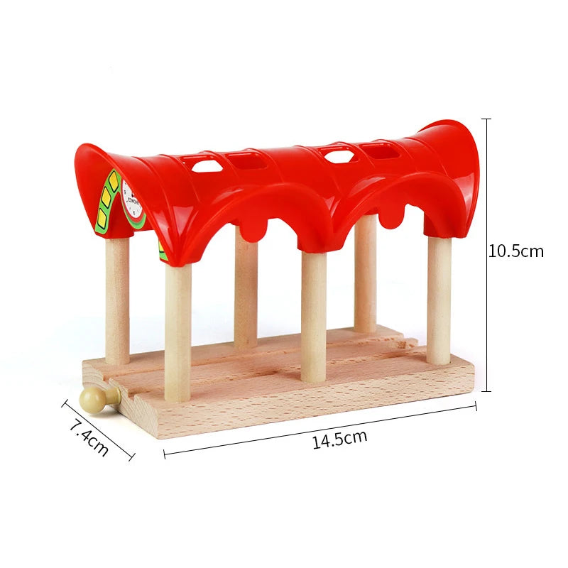 Wooden Train Track Assembly Toys For All Thomas Trains Car Bridge Piers Traffic Light Beech Wooden Railway Kid Creative Toy