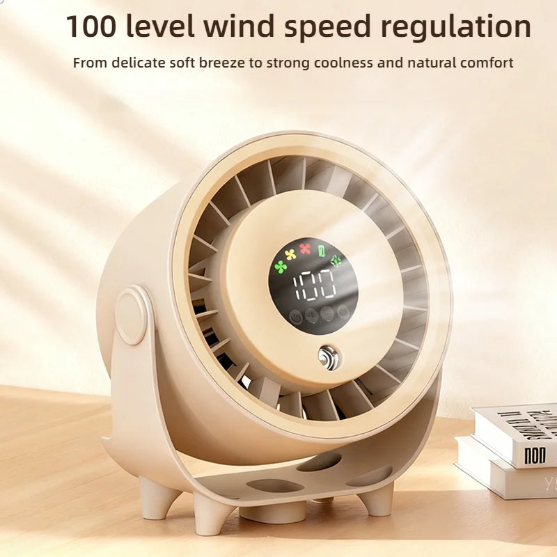 New Misting Fan Humidifying Rapid Cooling Hanging Hole Low Noise Digital Display Button Controlled Speed Fine Absorbable