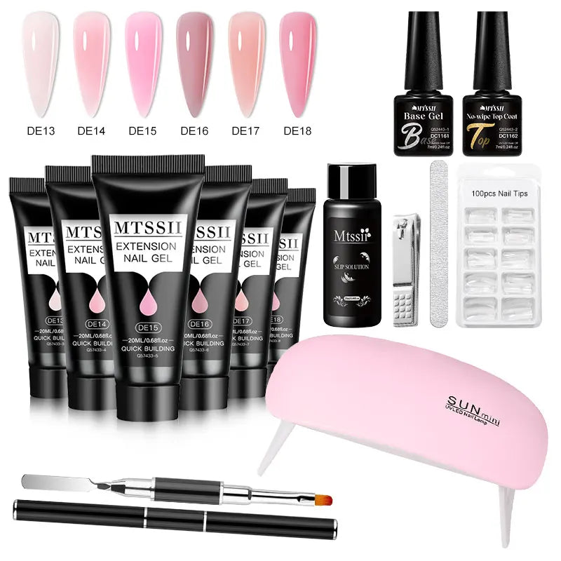 24PCS/Set 20ml Poly Naili Extension Gel  Kit Mini UV Lamp Sealer With Base Top Coat Professional Poly UVNail Gel Kit Starter Kit