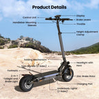 iScooter W9 Electric Scooter for Adults 1000W Motor 48V14AH Battery Foldable E-scooter 10 Inch Tire All-Terrain EScooter