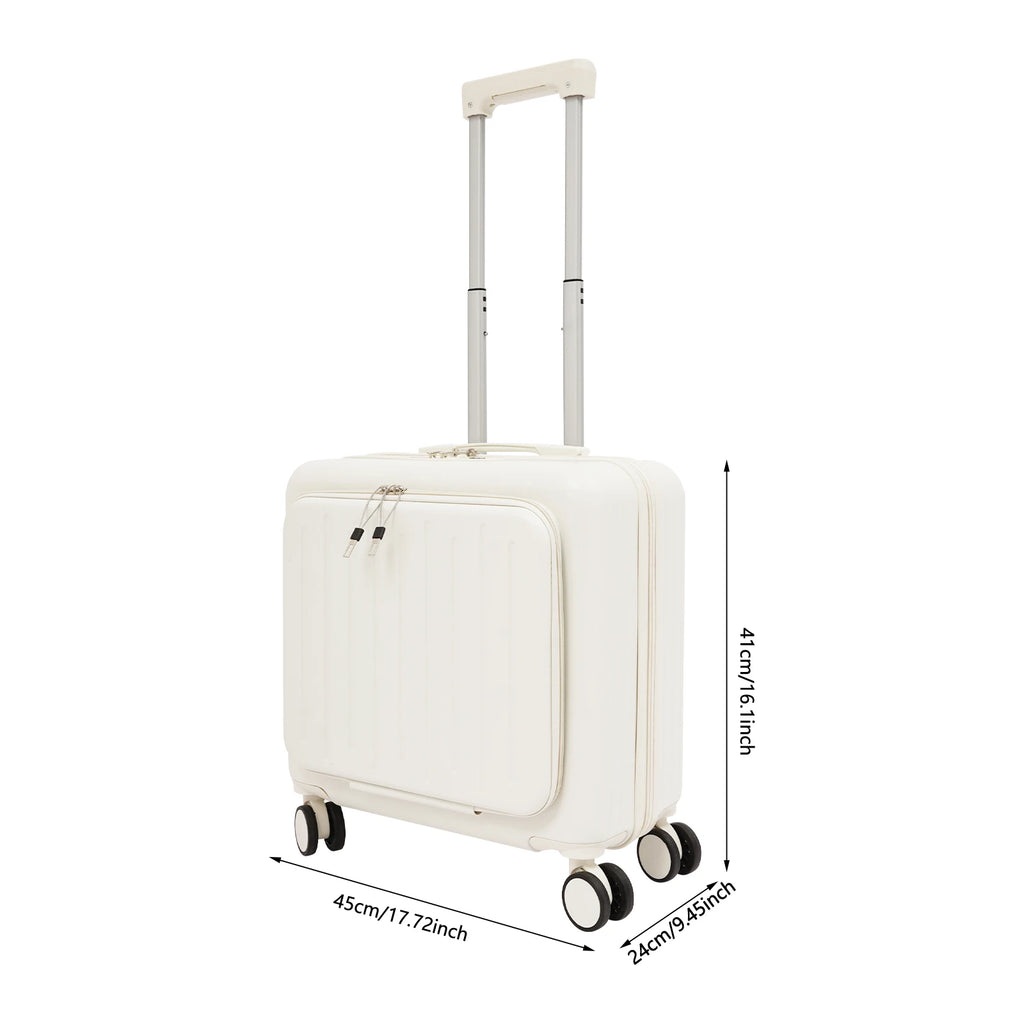 Carry on Luggage Scooter Suitcase Trolley Case 18"ABS Shell Cabin Luggage Front Open Compartment Multifunction Wheels Expandable
