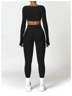 Hearuisavy Summer Casual Quick Dry Sportswear Women Square Neck Gym Top Women Fitness Sports Crop Top Long Sleeve Yoga Clothing