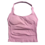Gym Top Women Clothes Strappy Workout Tank Top Padded Sports Bra Backless Yoga Shirts Seamless Gym Crop Top Halter Fitness Vest