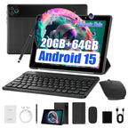 URAO Android 15 Tablet 10.1 Inch 20GB RAM 64GB ROM 5-core Dual Camera Tablets PC Set Keyboard/Case/Mouse/Stylus/Headphone
