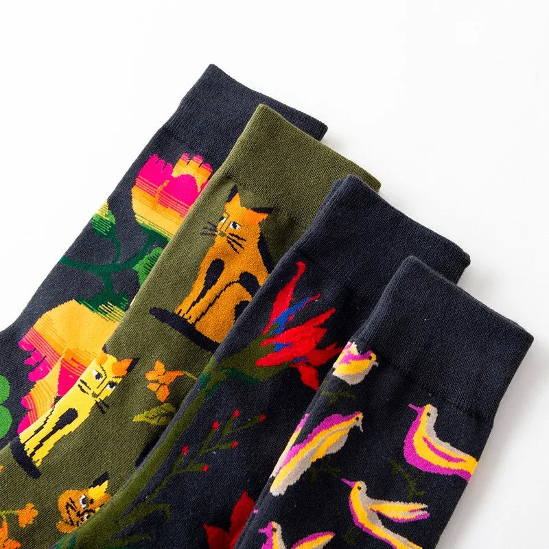 1 Pair Women Socks Cartoon Dog Octopus Flower Plant Kawaii Funny Casual Female Cotton Sock Hosiery Streetwear Harajuku Crew Sock