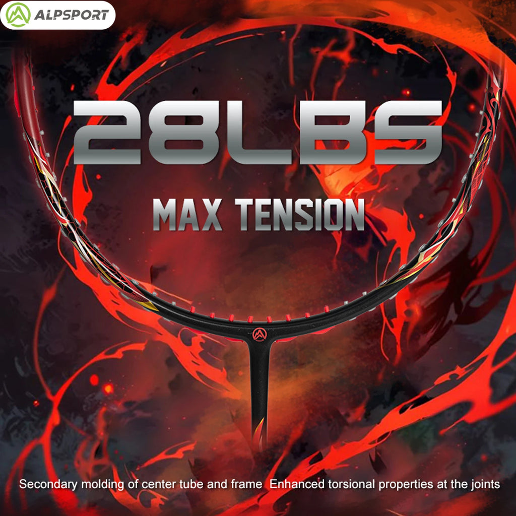 ALP Asura 6U MAX 38LBS G5 Black Badminton Racket Full Carbon Fiber Original Pro Offensive for Teens & Outdoor Sports