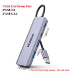 FORIDA USB Hub Type C 10Gbps USB C Splitter PD 100W Power Charging USB 3.2 Gen2 Adapter for Laptop MacBook Desktop Tablet