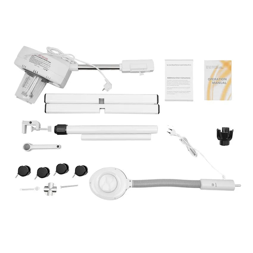 Dampfgerät für Gesicht, 2-in-1-Kombination, Zerstäuber, Ozon, Salon, Spa, Lupe, Luftbefeuchter mit LED-Lupenlampen, für Schönhei