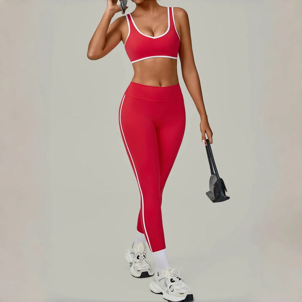 2PCS Women's Yoga Set High Waist Peach Hip Removable Padding Sports Bra Pants Fitness Suit Running Workout Gym Leggings Yoga Set