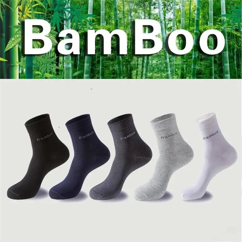 5Pairs/Men Bamboo Socks Comfortable Breathable Casual Business Men's Crew Socks High Quality Antibacterial Mid-calf SocksEU39-45 Main image
