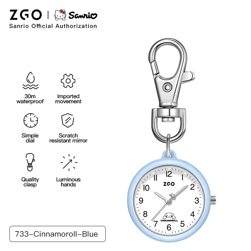 ZGO Sanrio Cinnamoroll Lady Pocket Watch, Simple Design Sense Pendant Watch, Waterproof, Quartz Watch, Gift 733