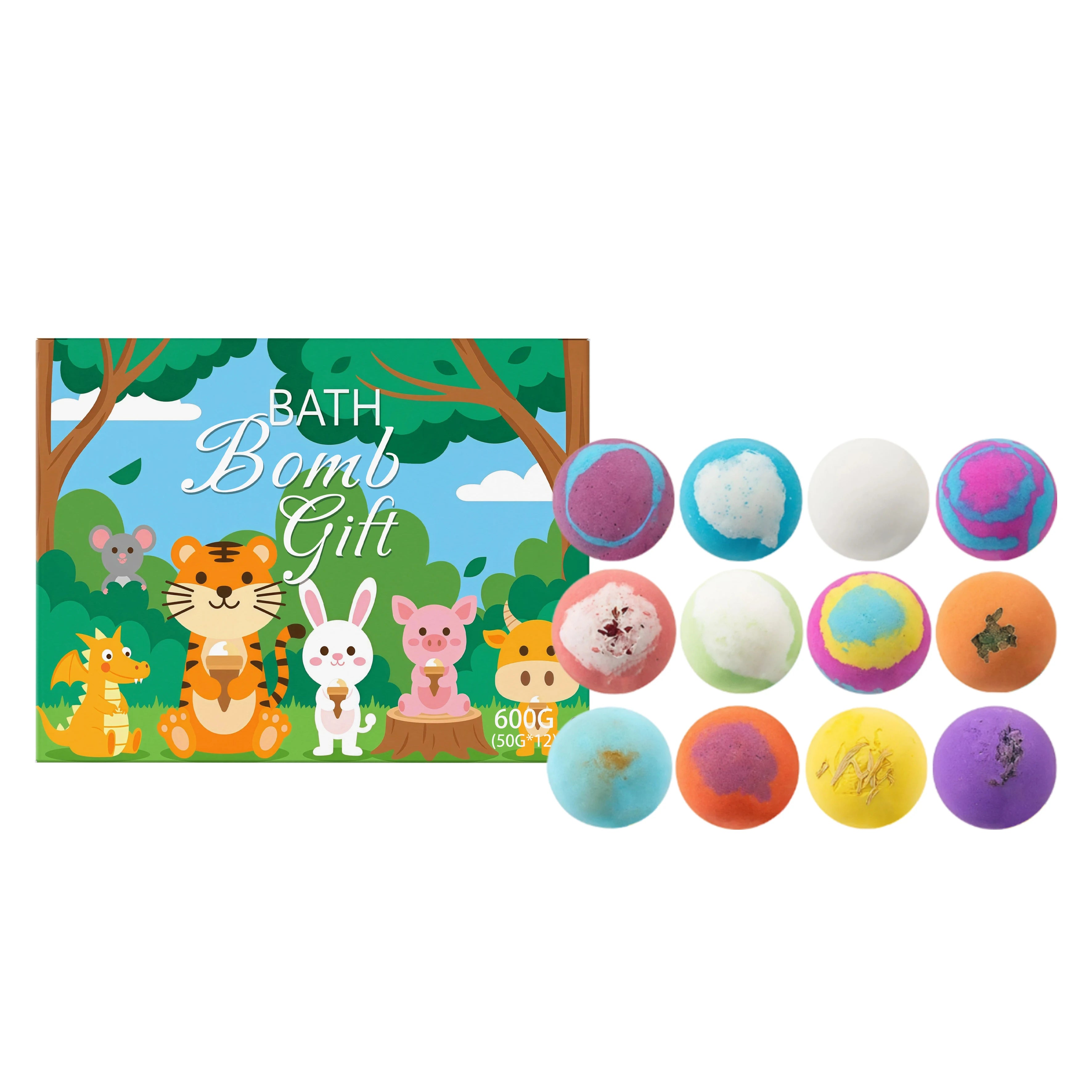 12pcs Kids Bath Bombs Set with Surprise Toys Inside Natural Organic Bubble Bath Fizzies Balls Gift for Children Holiday Gift Set
