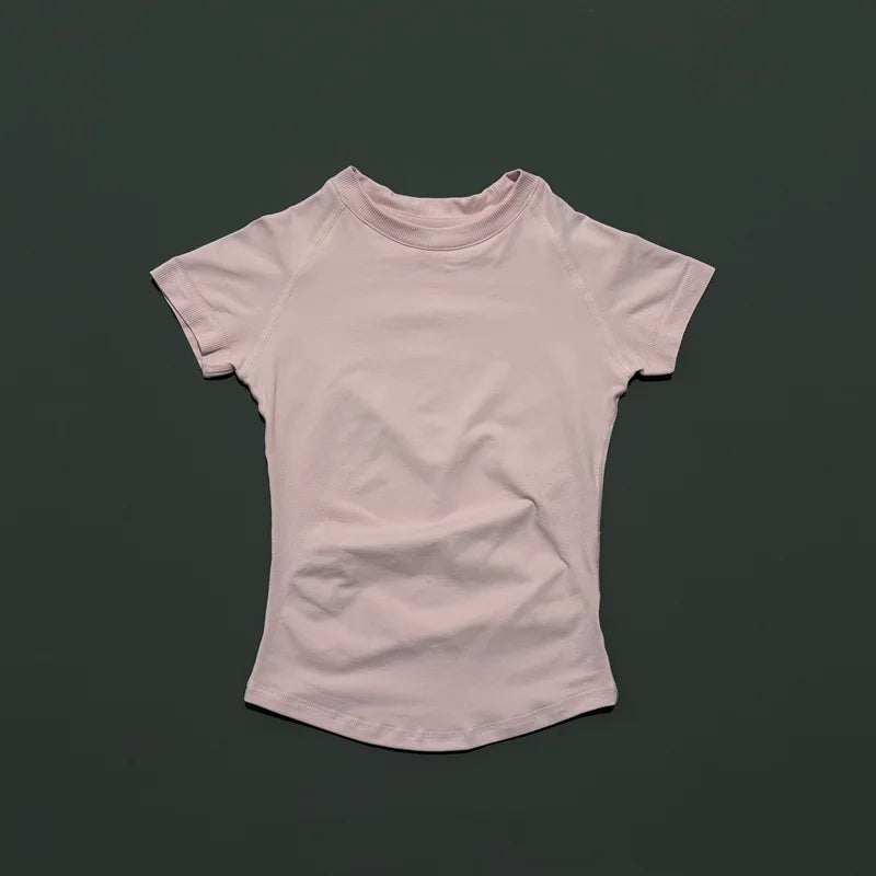 Sport Short Sleeve Top Women Running Sports T Shirt Summer Short Sleeve Round Neck Breathable Gym Vest Yoga Fitness Top